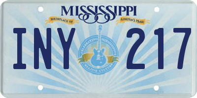 MS license plate INY217