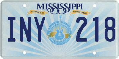 MS license plate INY218