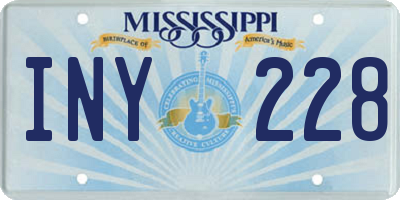 MS license plate INY228