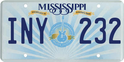 MS license plate INY232