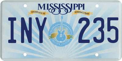 MS license plate INY235
