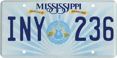 MS license plate INY236