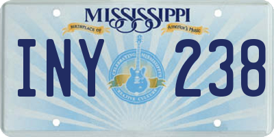 MS license plate INY238