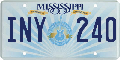 MS license plate INY240