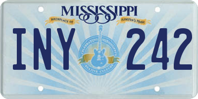 MS license plate INY242