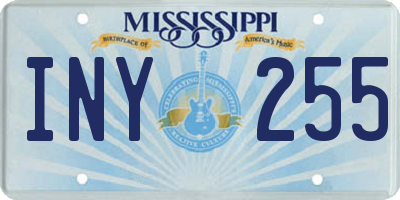 MS license plate INY255