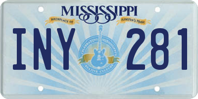 MS license plate INY281