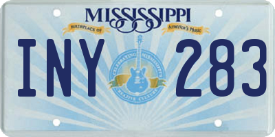 MS license plate INY283