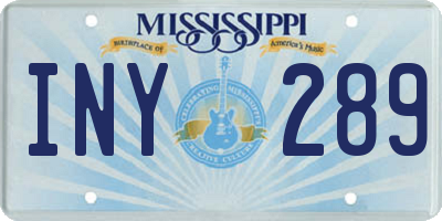 MS license plate INY289