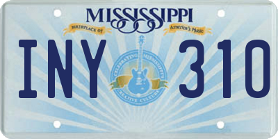 MS license plate INY310