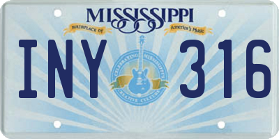 MS license plate INY316