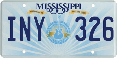 MS license plate INY326