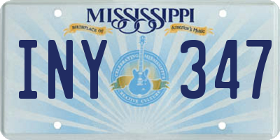 MS license plate INY347