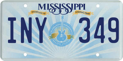 MS license plate INY349