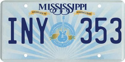 MS license plate INY353