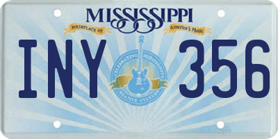 MS license plate INY356