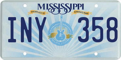 MS license plate INY358