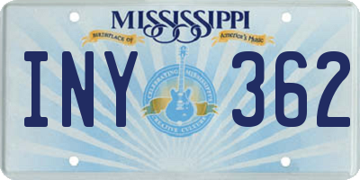 MS license plate INY362