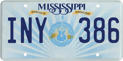 MS license plate INY386