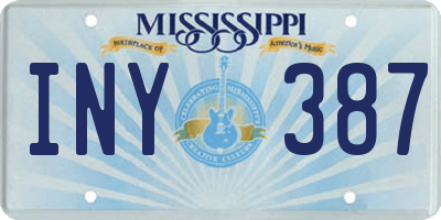 MS license plate INY387