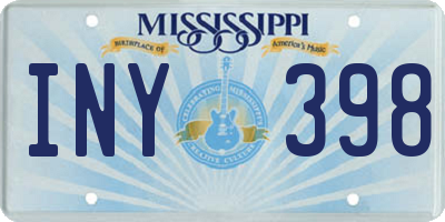 MS license plate INY398