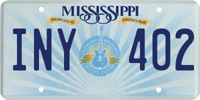 MS license plate INY402