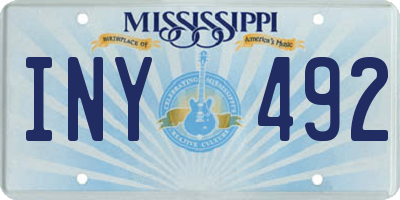 MS license plate INY492