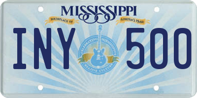 MS license plate INY500
