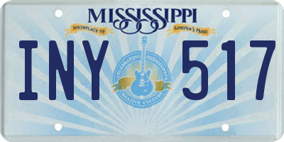 MS license plate INY517