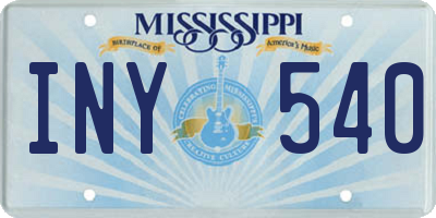 MS license plate INY540