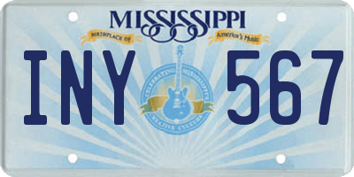 MS license plate INY567
