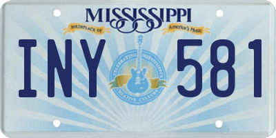 MS license plate INY581