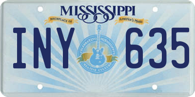 MS license plate INY635
