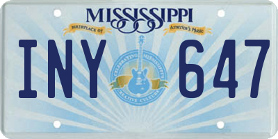 MS license plate INY647