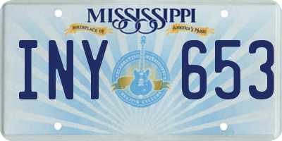 MS license plate INY653