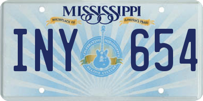 MS license plate INY654