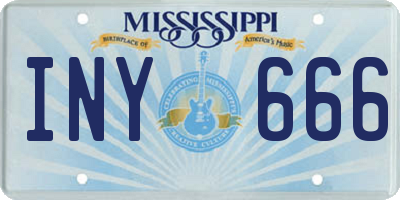 MS license plate INY666