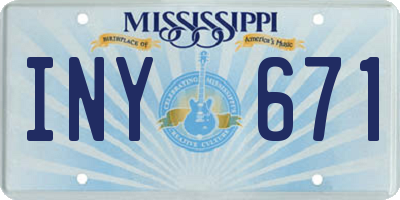MS license plate INY671