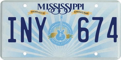 MS license plate INY674