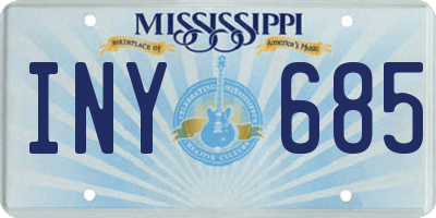 MS license plate INY685