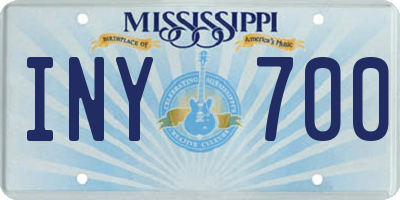 MS license plate INY700