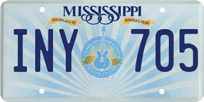 MS license plate INY705