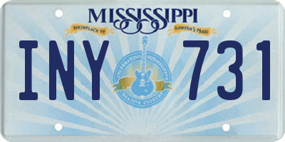MS license plate INY731