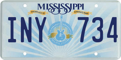 MS license plate INY734