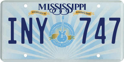 MS license plate INY747