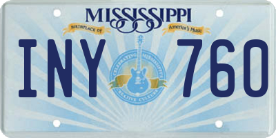 MS license plate INY760
