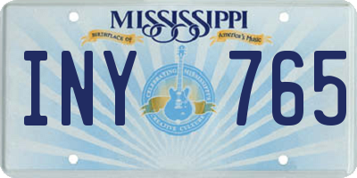 MS license plate INY765