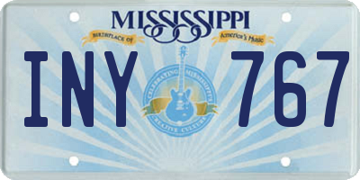 MS license plate INY767