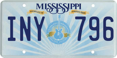 MS license plate INY796
