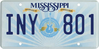 MS license plate INY801